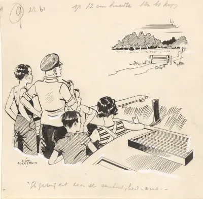 Groep kijkt in de verte vanuit een boot