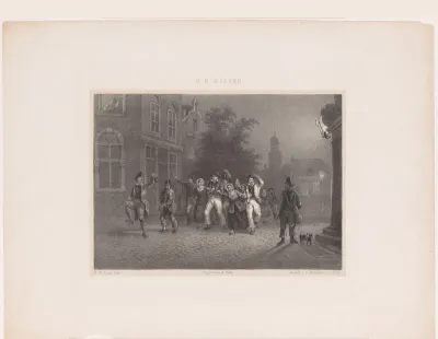 Groep mannen en vrouwen op straat