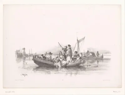 Groep mensen in roeiboot