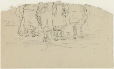 Groep vrouwen in winterkleding in Ravensbrück