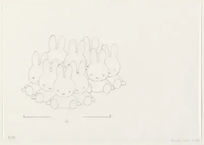 Groep zittende konijnen II (schets)