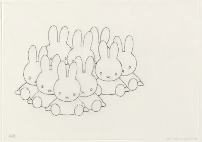 Groep zittende konijnen (schets)