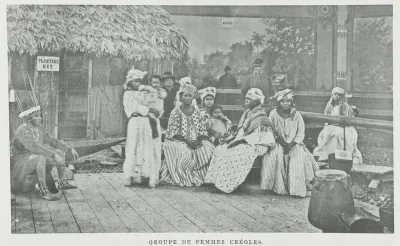 Groepsportret van Surinaamse vrouwen op de Koloniale Tentoonstelling, Amsterdam 1883
