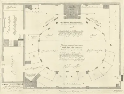 Grondplan voor de verbouwing van de Schouwburg te Amsterdam, 1658