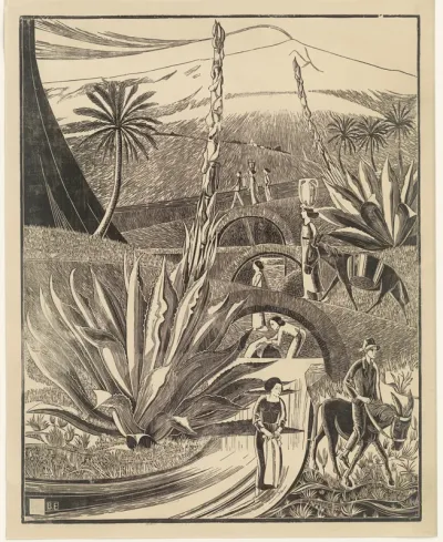 Groot landschap met palmbomen