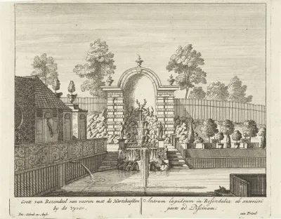 Grot bij een vijver in de tuin van Kasteel Rosendael