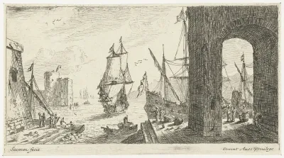 Grote boog op de kade van een haven