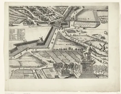Grote kaart van Antwerpen met de mislukte aanslag in 1605 (blad rechtsonder)