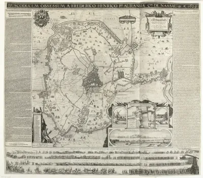 Grote kaart van het beleg van Den Bosch door Frederik Hendrik, 1629