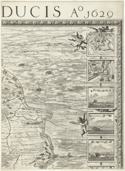 Grote kaart van het beleg van Den Bosch door Frederik Hendrik (blad rechtsboven), 1629