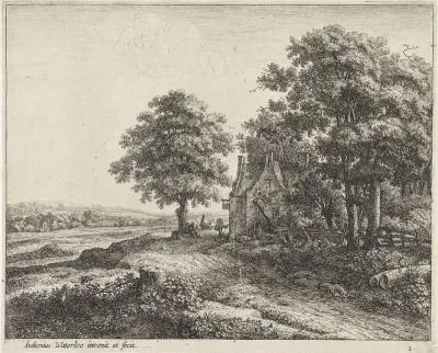 Grote lindeboom voor een herberg