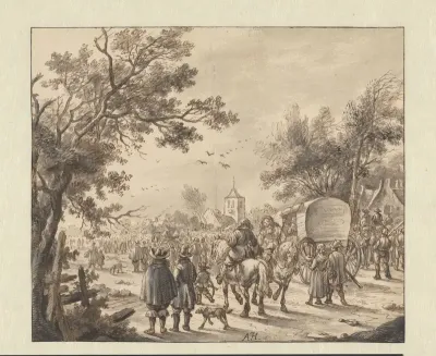 Grote menigte verzameld bij een dorp