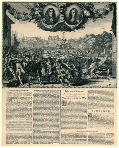 Grote plaat van de moord op de gebroeders De Witt, 1672
