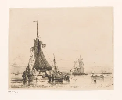 Grote vissersboot op de Schelde