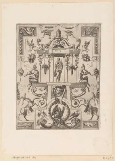 Grotesk ornament met de god Apollo in het midden