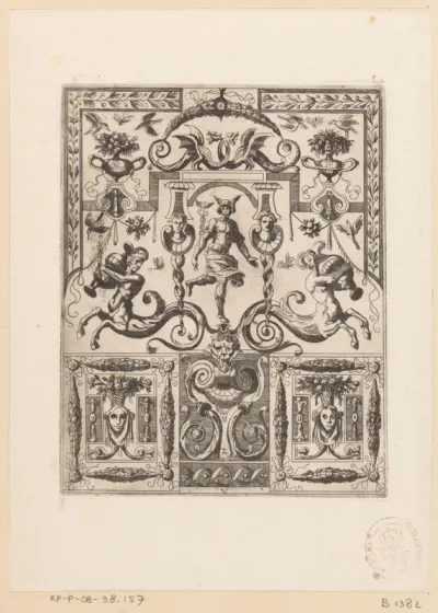 Grotesk ornament met Mercurius in het midden