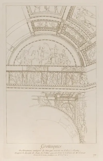 Grotesques: detail of the stucco reliefs decorating the Colosseum in Rome