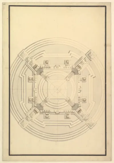 Ground Plan for a Catafalque for a Duchess of Hanover, probably Sophia (1630–1714), the mother of George I of England