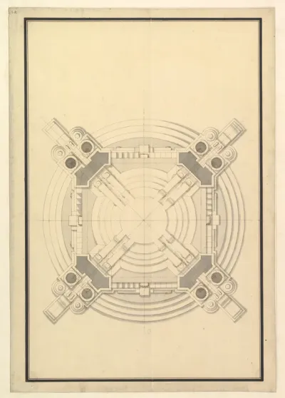 Ground Plan for a Catafalque for Frederick Augustus I, King of Poland and Elector of Saxony (1694–1733)