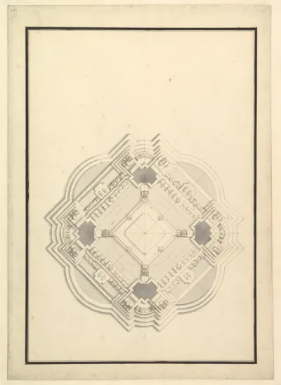 Ground Plan for a Catafalque for Louis I, King of Spain (reigned only a few months, died 1724)