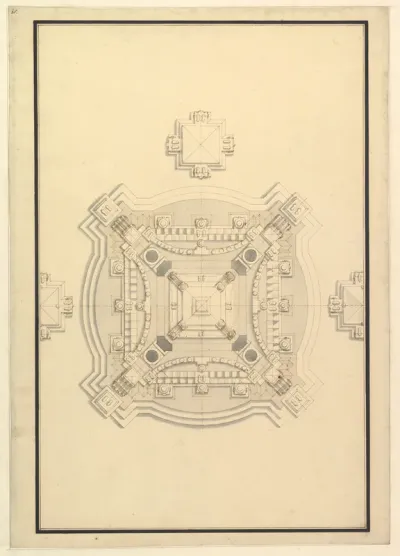Ground Plan for a Catafalque for the regent of France, Philip, Duke d'Orleans (1674–1723)