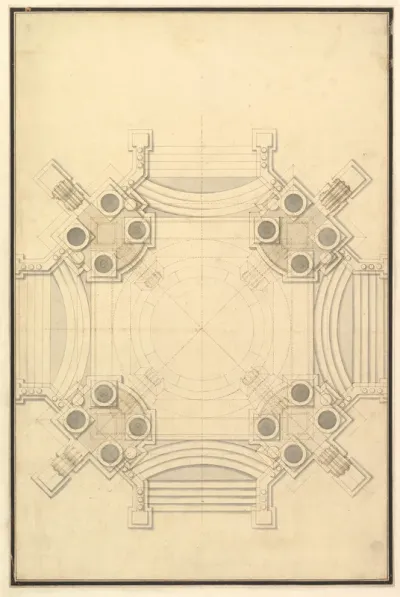 Ground Plan for Catafalque for Johann Wilhelm, Count Palatine of the Rhine (d. 1716)