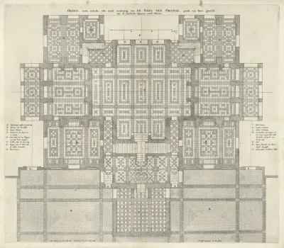 Groundplan of the First Floor of the Palace Huis ten Bosch showing the Floor Decorations