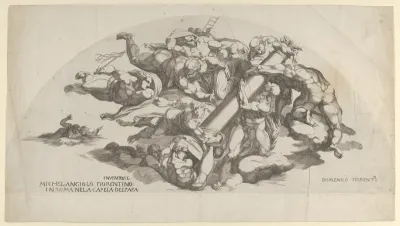 Group from the Last Judgment, Angels Carrying the Column of the Flagellation and the Sponge and Ladder of the Crucifixion