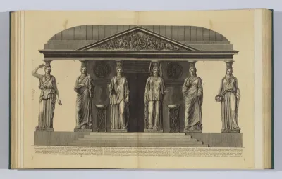 Group of caryatids, from "Vasi, candelabri, cippi, sarcofagi, tripodi, lucerne, ed ornamenti antichi disegnati ed incisi dal Cav. Gio. Batt. Piranesi, Vol. II" (Vases, candelabra, grave stones, sarcophagi, tripods, lamps, and ornaments designed and e