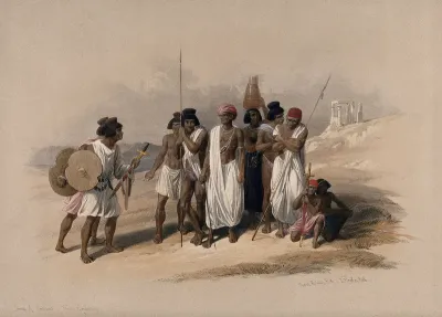 Group of Nubians with weapons, Egypt