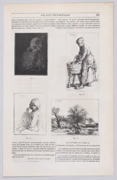 Group of wood engraving examples, from "Le Magasin Pittoresque"