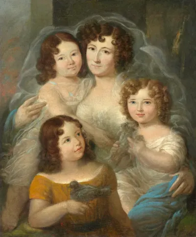 Group portrait. Lady with girls