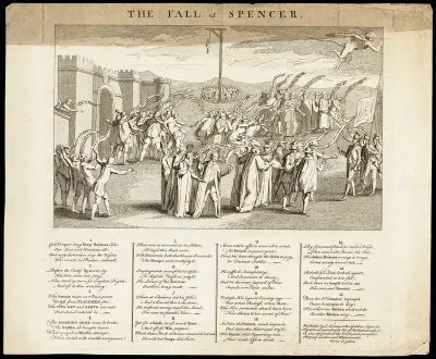 Groups of men gather at an execution