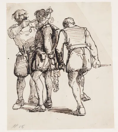 Gruppen med Rosenkrantz t.h. Chr. IV lader bødlen tage ordenskæden og sværdet fra falskneren Christopher Rosenkrantz