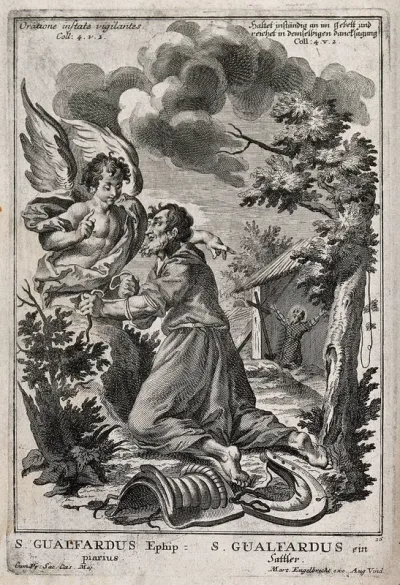 Gualfardo of Verona (Wolfhard of Augsburg) kneeling in front of an angel