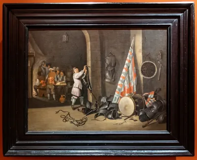 Guard room with officers playing cards