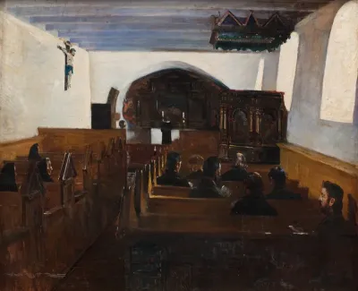 Gudstjeneste i en kirke på Mors