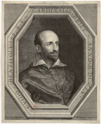 Guido Bentivolus S. R. E. Cardinalis. Obiit Anno MDCXLV. Antoine van Dyck pinxit. I. Morin scul. cum priv. Reg.