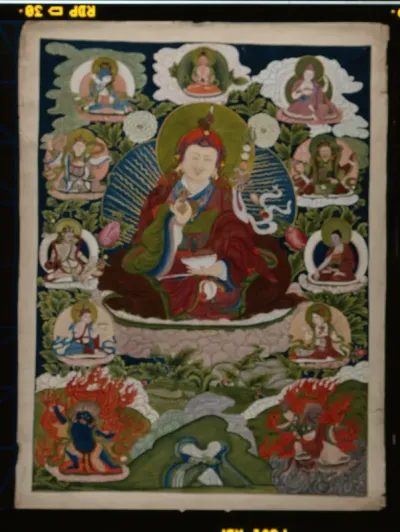 Guru Rinpoche (Padmasambhava), the main founder of Buddhism in Tibet, surrounded by other forms of himself