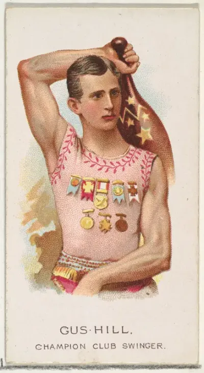 Gus Hill, Champion Club Swinger, from World's Champions, Series 2 (N29) for Allen & Ginter Cigarettes