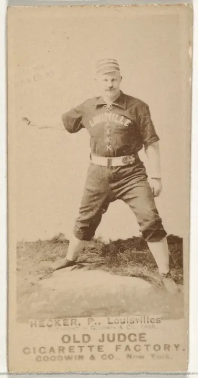 Guy Jackson Hecker, Pitcher, Louisville Colonels, from the Old Judge series (N172) for Old Judge Cigarettes