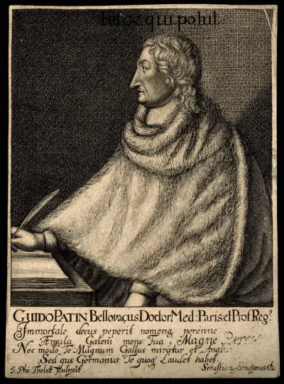 Guy Patin. Line engraving by J. P. Thelott
