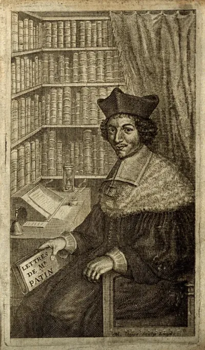 Guy Patin. Line engraving by M. Ogier, 1685