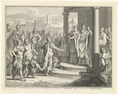 H. Ambrosius weigert Theodosius I de toegang tot de kerk