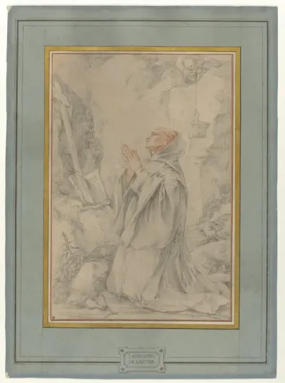 H. Benedictus biddend in een grot