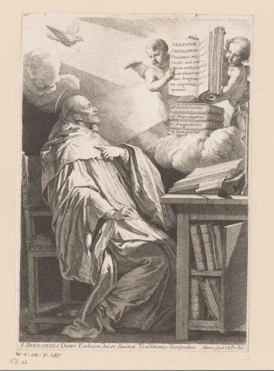 H. Bernardus aan een schrijftafel