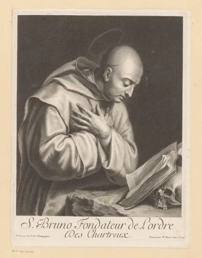 H. Bruno met boek en schedel