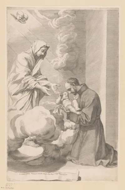 H. Cajetanus van Thiene neemt van Maria het Christuskind in de armen