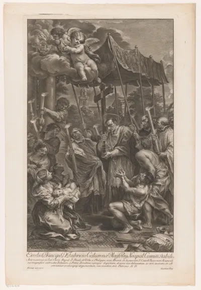 H. Carolus Borromeus draagt een crucifix langs slachtoffers van de pest