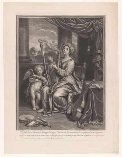 H. Cecilia met harp en engel